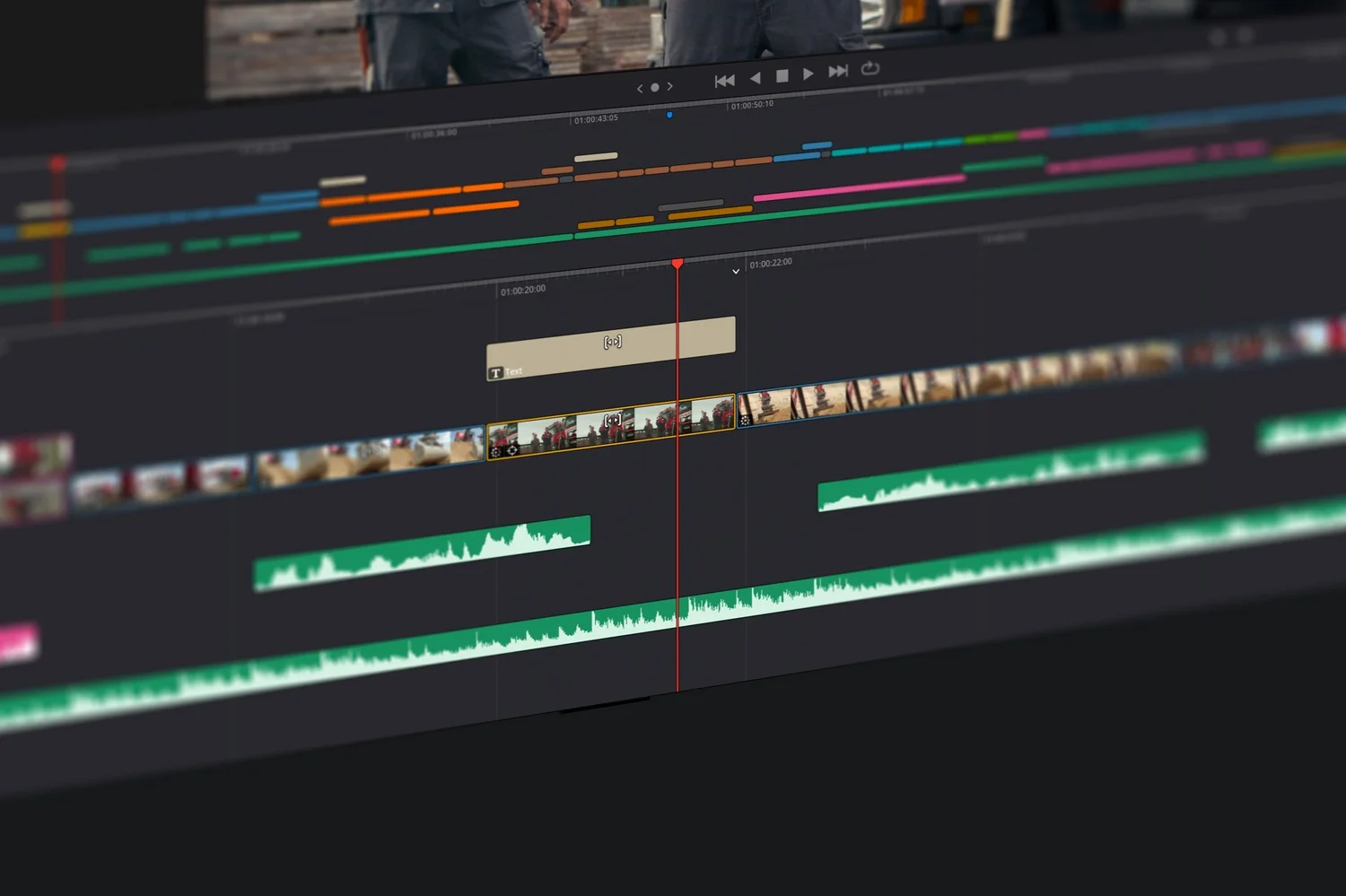 Timeline bei der Postproduktion eines Filmprojektes